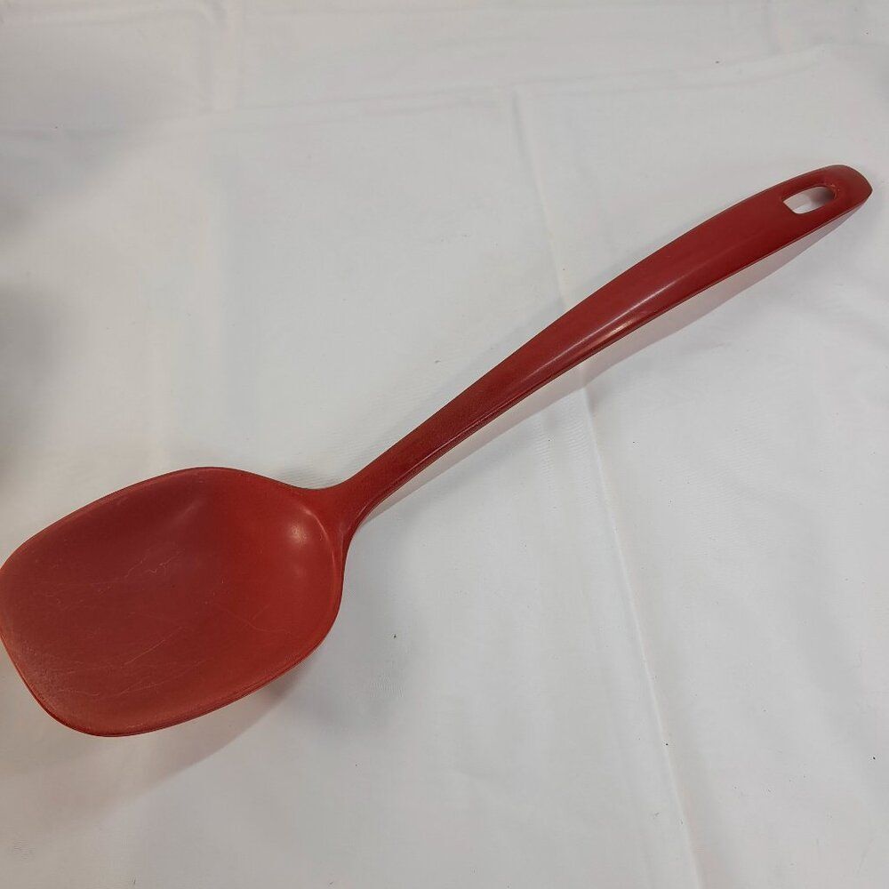 Dansk red serving spoon solid melamine red plastic cooking utensil scoop Vintage